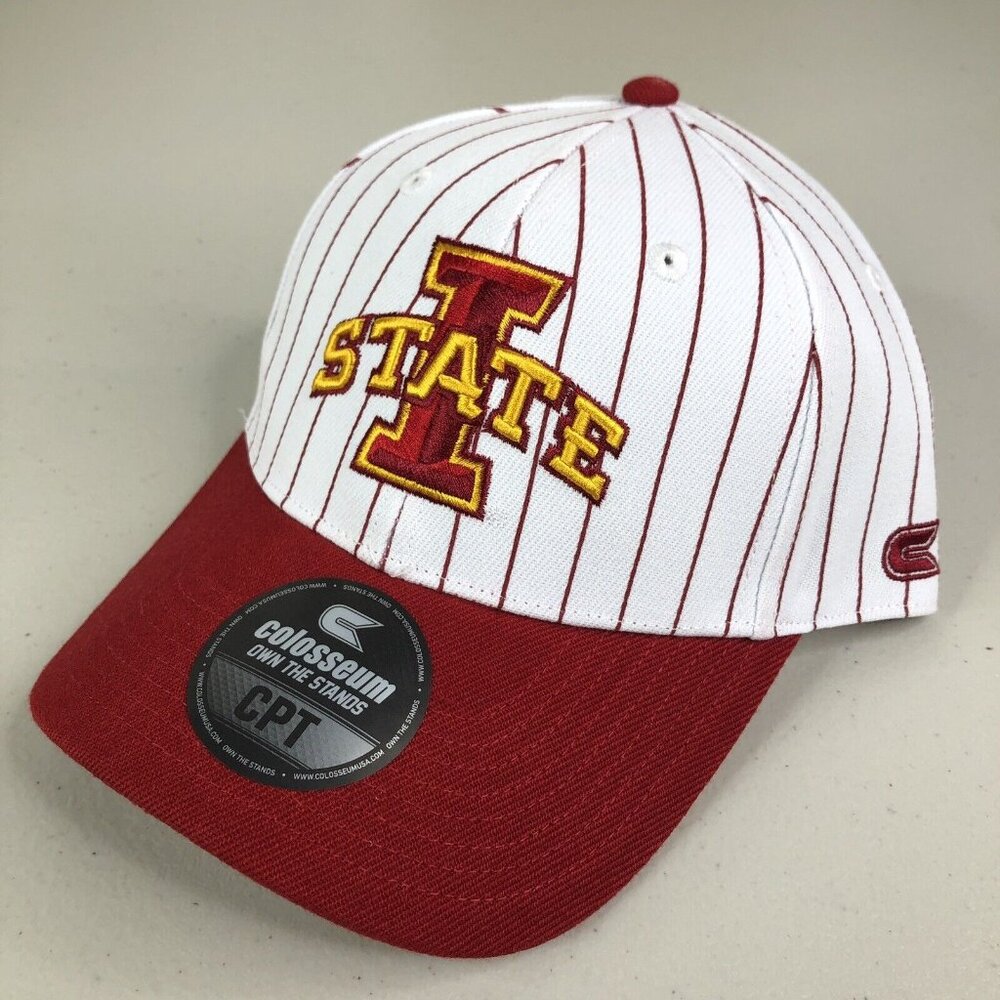 Iowa State Cyclones Hat Mens White Jonah Pinstripe Snapback Adjustable Cap NWT